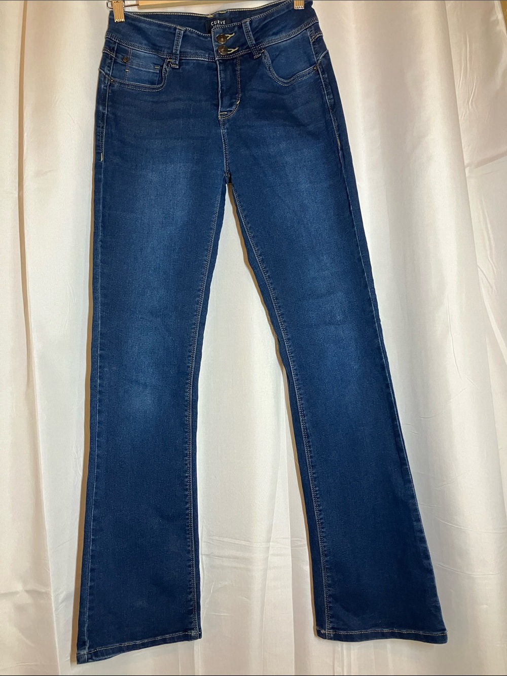 Women's Dark Blue Bootcut Jeans with Slight Stretch